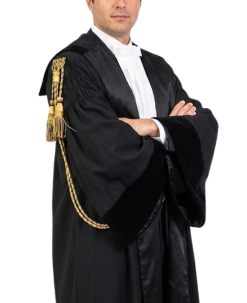 Kit Toga Avvocato professionale in tessuto Marzotto nero, completa di pettorina, cordoniere e ricamo personalizzato